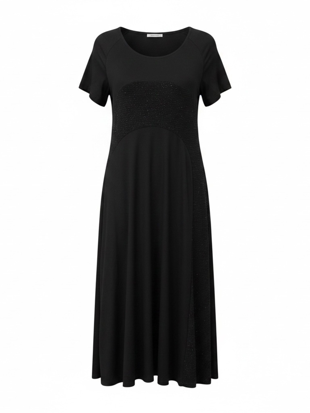 Alembika Black Short Sleeve Sparkle Swoosh Maxi Dress, size 2 (US 8/10)